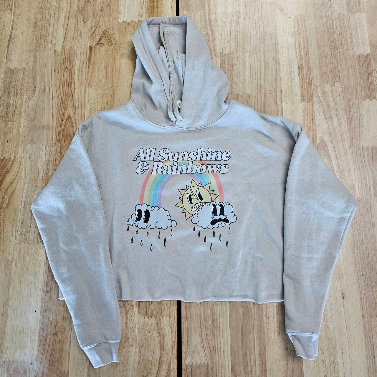 All Sunshine & Rainbows Crop Hoodie - LG