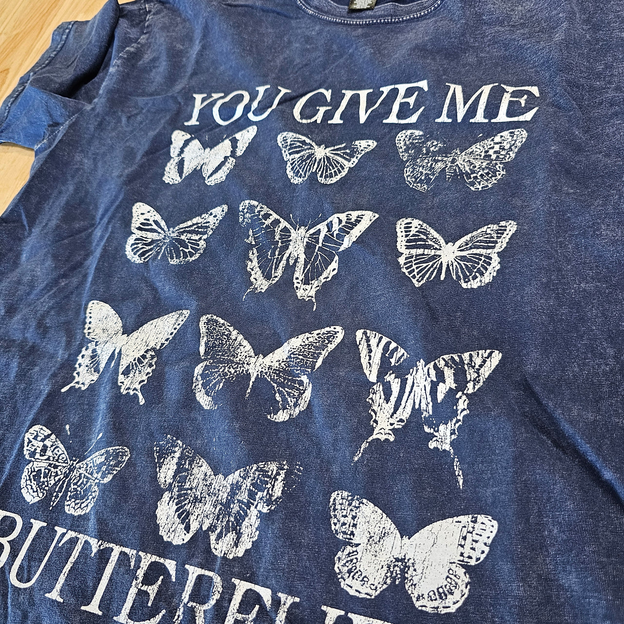 You Give Me Butterflies Navy Tee - M