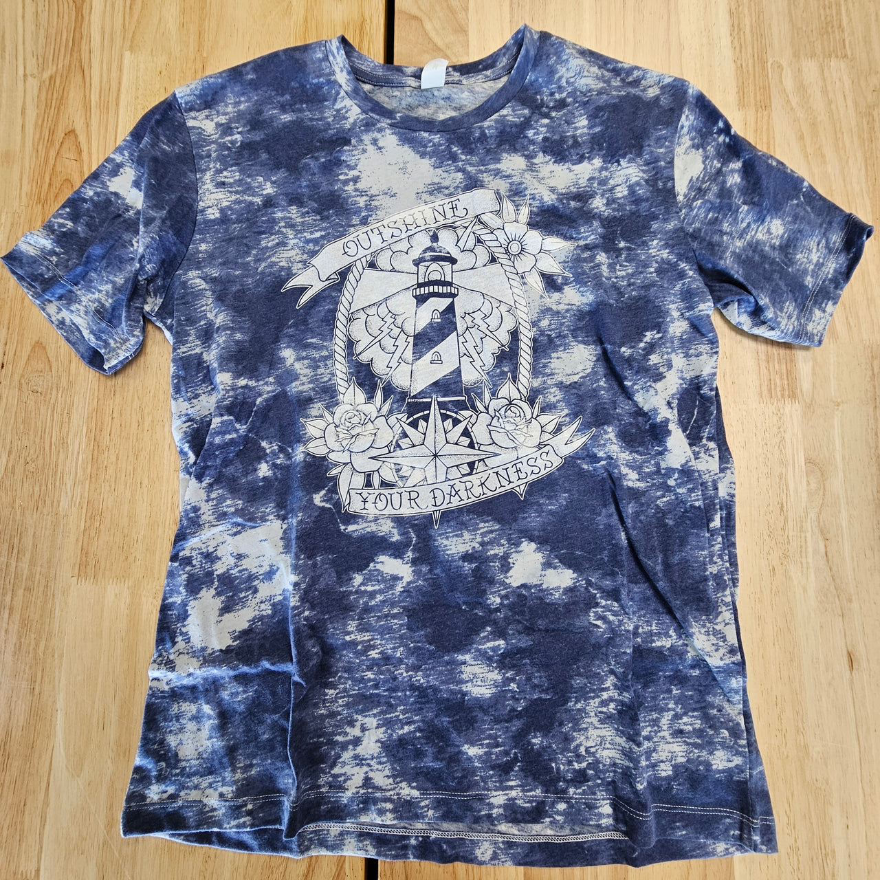 OUTSHINE YOUR DARKNESS BLUE TIE-DYE TEE - M