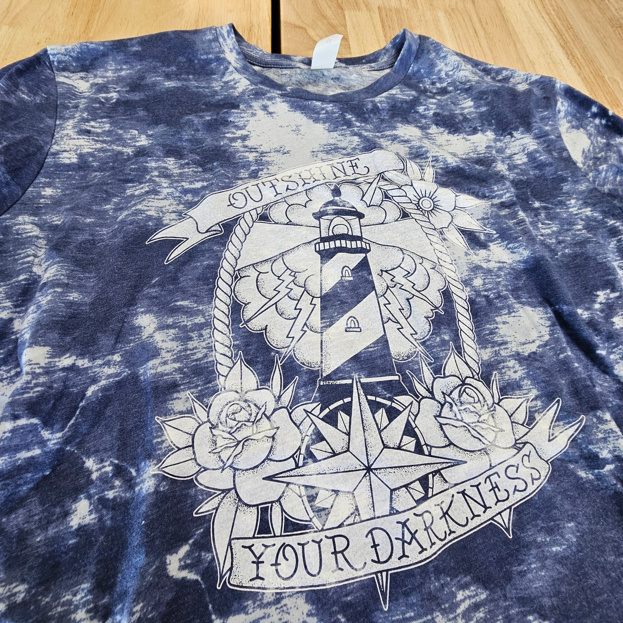OUTSHINE YOUR DARKNESS BLUE TIE-DYE TEE - M