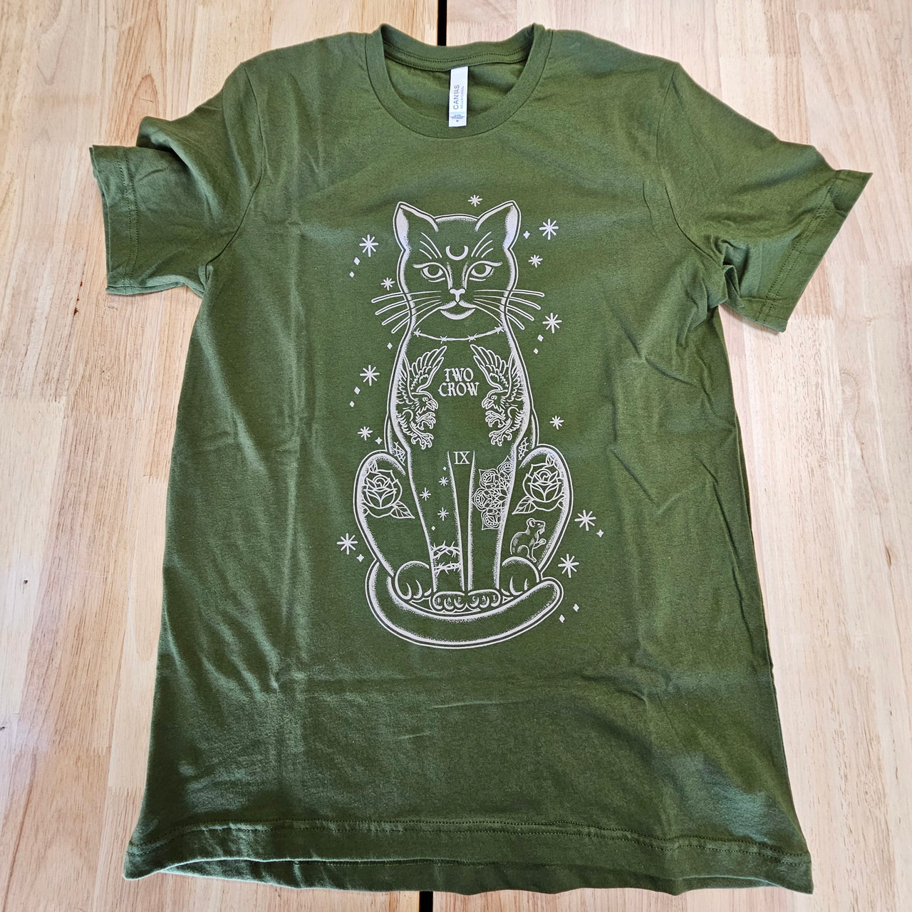 TATTOO CAT OLIVE TEE - M