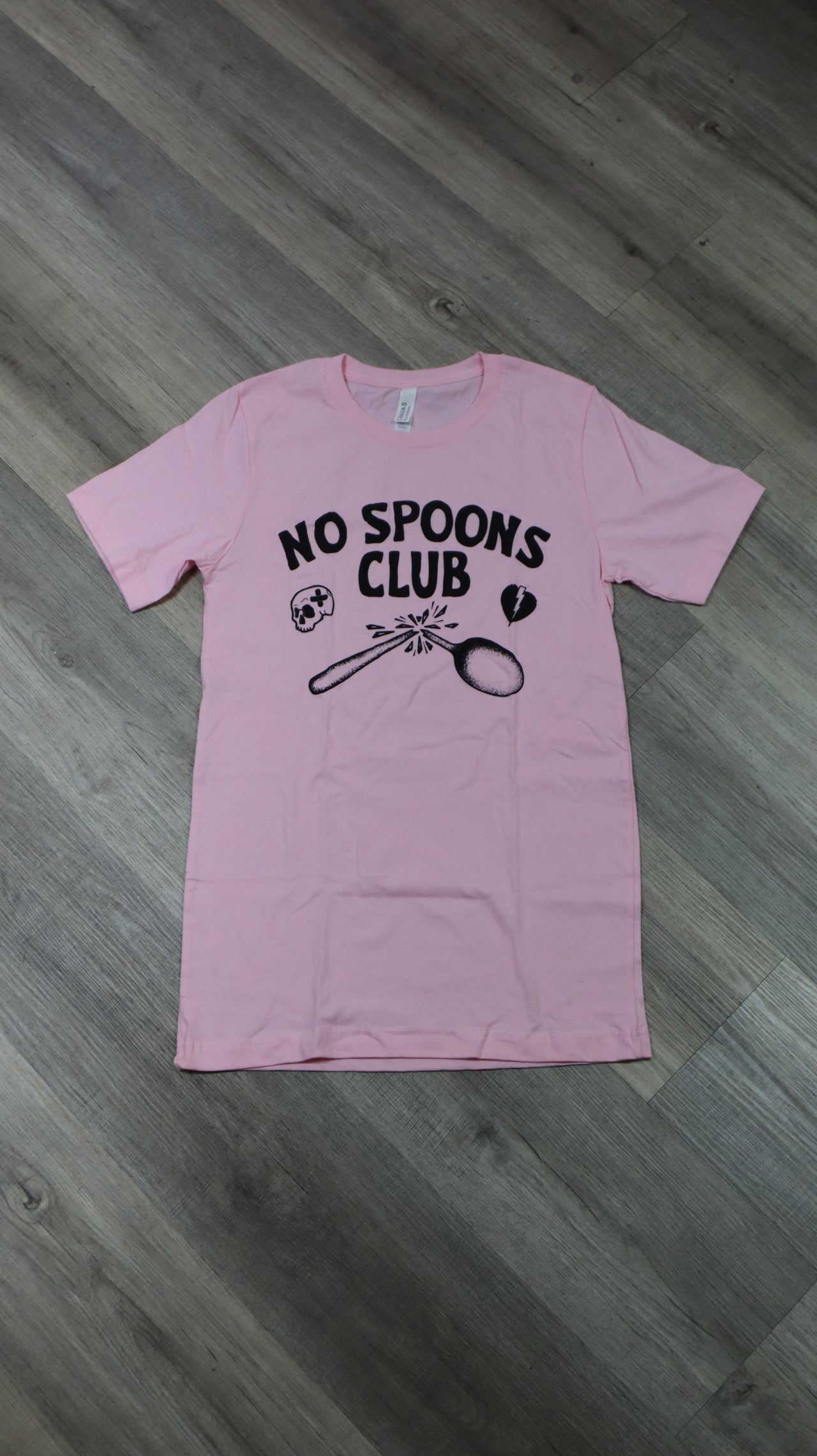 No Spoons Club Pink Tee - S (Fabric Issue)
