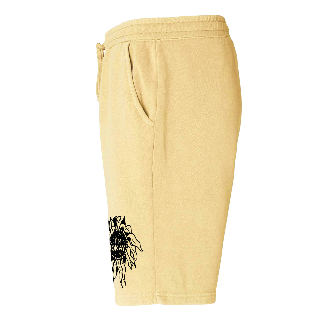 I'm Okay Sunflower Sweat Shorts - Yellow