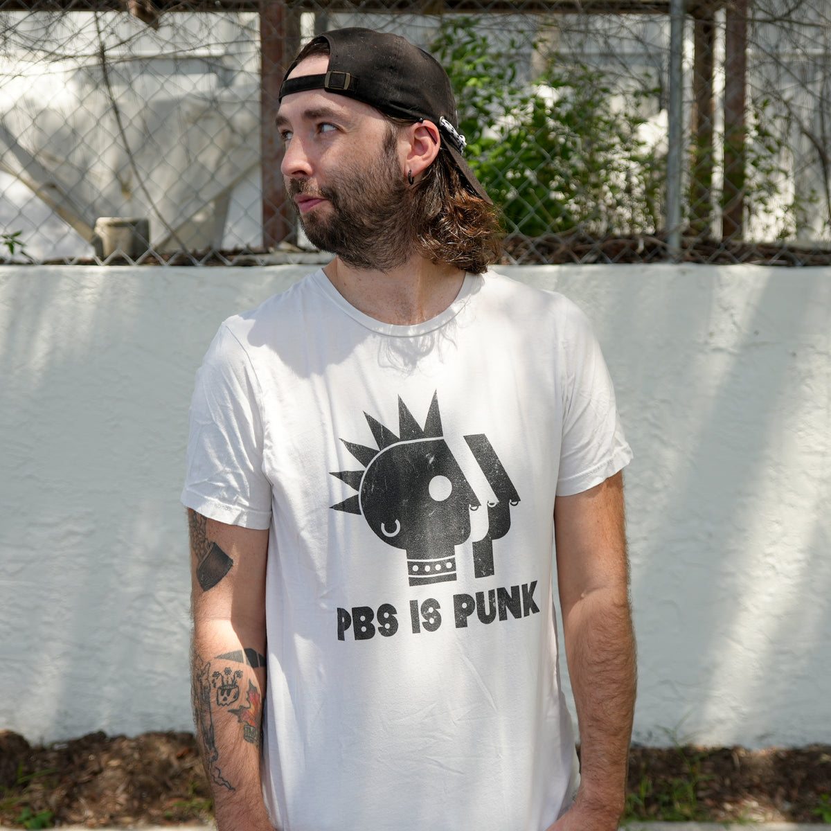 PBS is Punk Distressed Tee - Vintage White