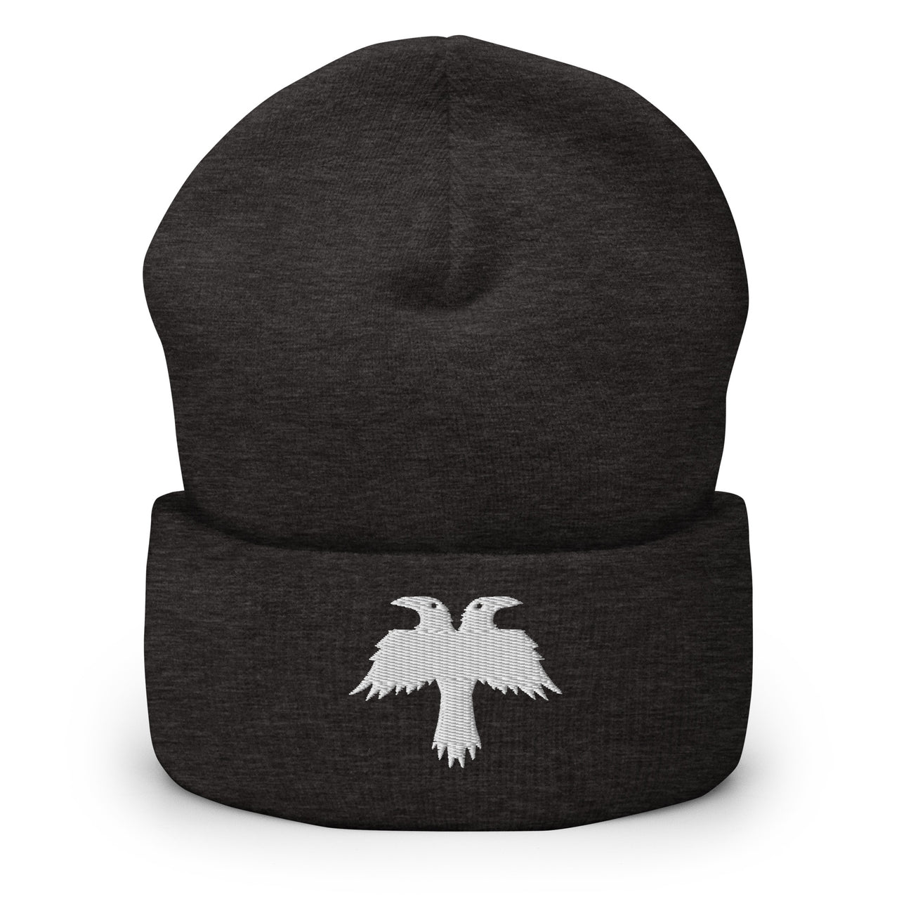 Two Crow Logo Cuffed Beanie - White Embroidered