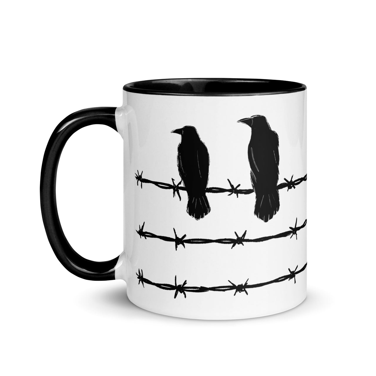 Crow on Wires White Coffee Mug